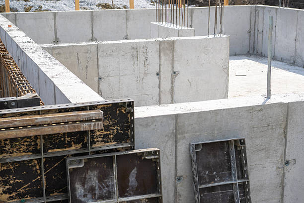 istock Construction Site With New Concrete Foundation Being Prepared in Residential Area 2226451263