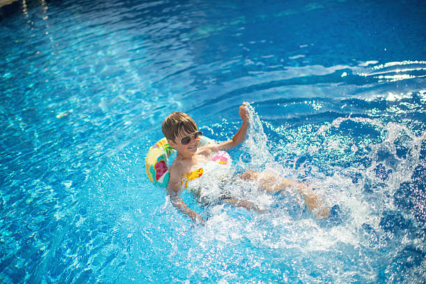 istock Happy boy swimming in a pool on summer holidays 2226452857