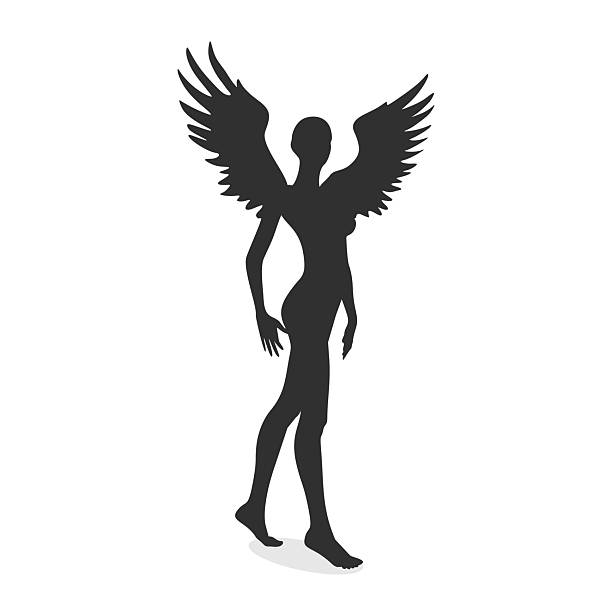 istock Fantasy woman angel with huge bird wings. Lady goddess. 2226470623