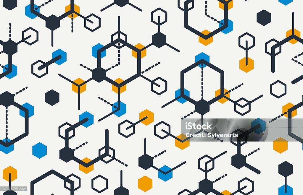 Molecules Seamless Background Vector Tiling Endless Repeat Pattern With ...
