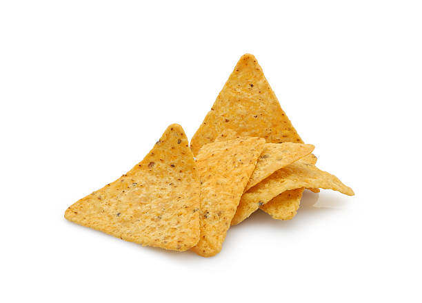 Tortilla chips or nachos snack isolated on white