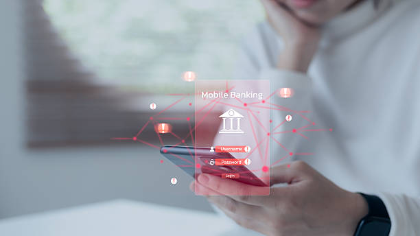 istock Mobile banking login screen with red alert signs and network threat background. Concept for smartphone fraud, financial hacking, or identity theft risk. 2226486761