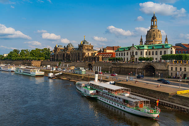 River Elbe and Bruhlsche Terrasse (Bruhl's Terrace) in Dresden, Germany