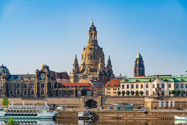 River Elbe and Bruhlsche Terrasse (Bruhl's Terrace) in Dresden, Germany