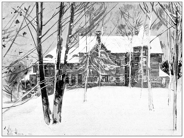 Antique magazine image: Mark Twain home, Hartford, Connecticut