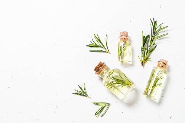 istock Rosemary essential oil in the bottle on white. 2226502452