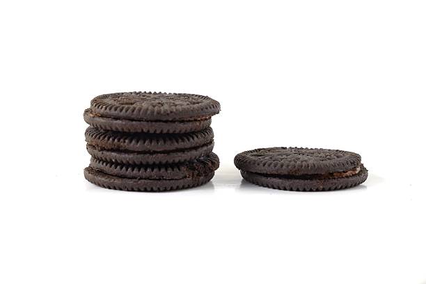 istock Stacked Chocolate Sandwich Cookies on White Background 2226502578