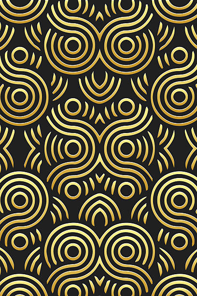 istock Ethnic black background, tribal design cover, banner, wallpaper. Geometric gold art pattern, embossing, 3D. Ornaments, arabesques, mandala, fresco. Traditions of the East, Asia, India, Mexico, Aztec. 2226506078