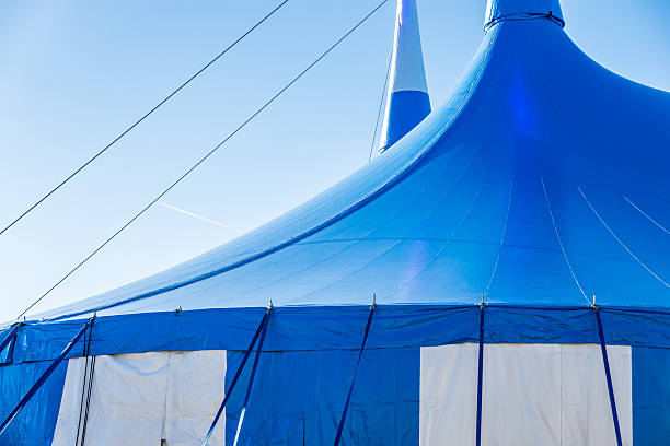 Circus tent in white and red colors.