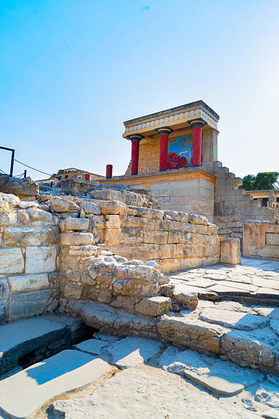 deatil of ancient ruines of famouse Knossos palace at Crete, Greece