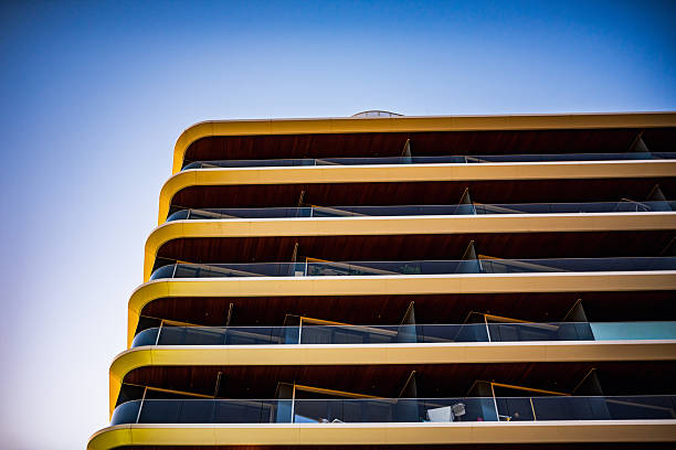Abstract Perspective of Modern Glass Architecture with Clear Lines and Open Sky, modern building concept