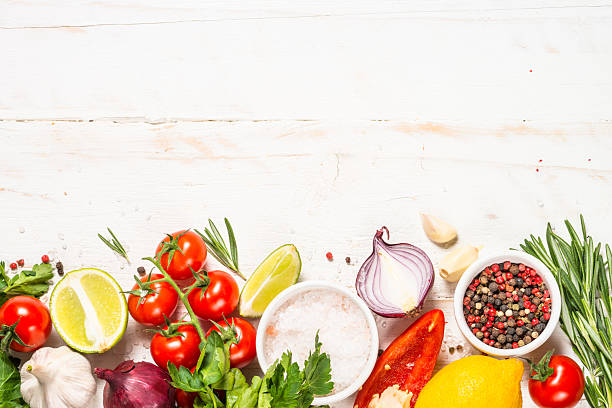 istock Food cooking background on white wooden table. 2226518133