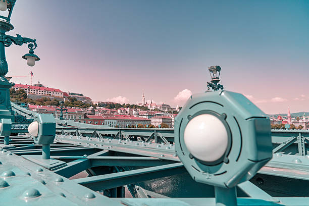 Iconic Széchenyi Chain Bridge in Budapest, Hungary, with historic architecture and scenic views of Buda Castle Hill on a sunny day.