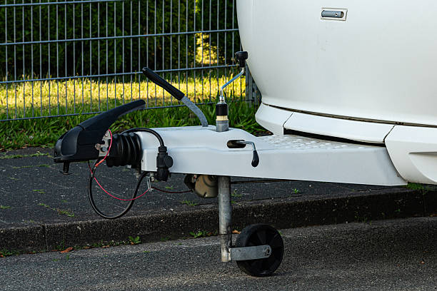 istock Trailer hitch attachment on a sunny day in a park. 2226520634