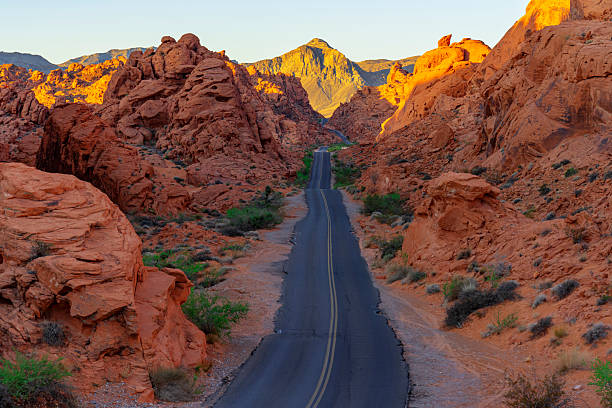 Road in Valley of Fire, Nevada. View from Mouse's Tank