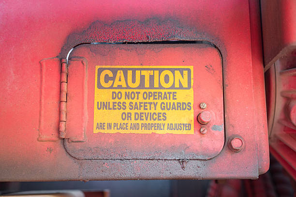 istock Caution safety sign of moving part inside the machine. 2226531271