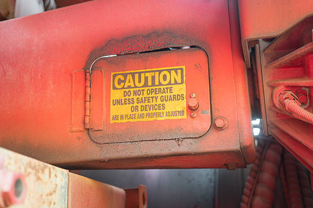 istock Caution safety sign of moving part inside the machine. 2226531273