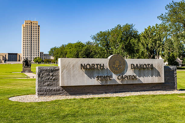 istock North Dakota State Capitol Sign on Lawn 2226535439