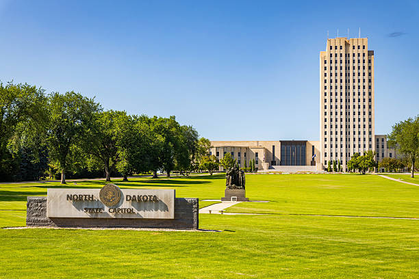 istock North Dakota State Capitol Sign on Lawn 2226535446