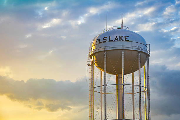 istock Scenic view of Devils Lake Water Tower at golden sunset light 2226535725