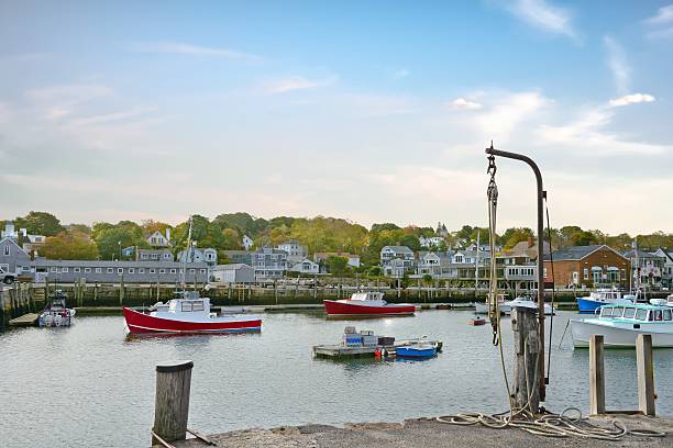 istock Dock with fish lift and boats- Gloucester Massachusetts 2226539314