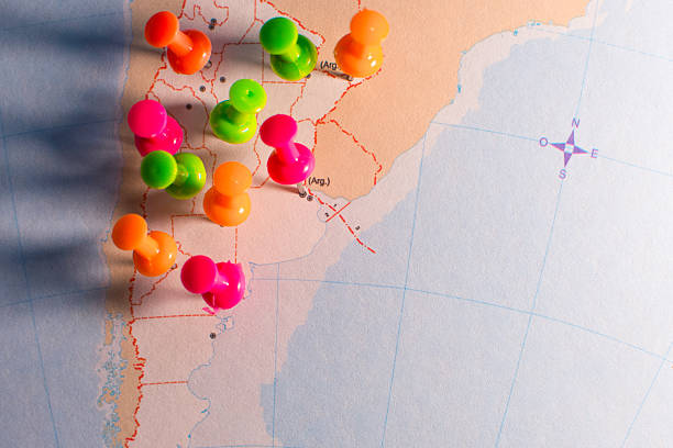 Pin marking an important place on an Argentine map.