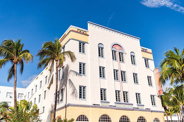 istock Art Deco building architecture. Architectural building. Modern hotel. Art deco architectural district. Art Deco. Modern building of Miami beach. Ocean drive. Miami South Beach in Ocean Drive 2226549826