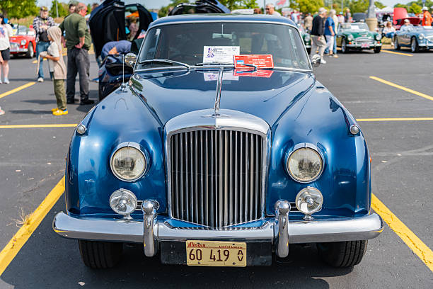 Chicago, Illinois, USA - September 08, 2024: Bentley S2 Continental retro vehicle, front view. Retro car. Classic Bentley S2 Continental car. Bentley S2 Continental at Chicago