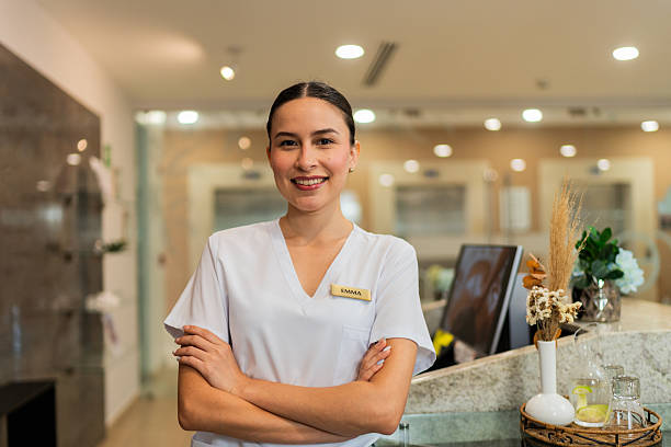 Portrait of a young masseuse in a spa