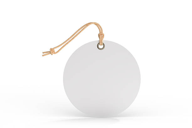istock 3D blank circle cardboard paper hang tags, price tags or cloth labels mockup with string isolated on background. Tag realistic template for presents branding, shopping label, wedding tag, gift tag 2226564669