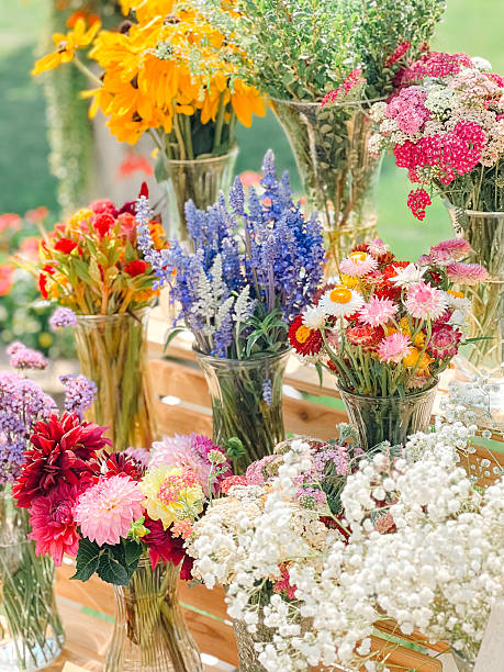 istock Freshly Cut Wildflowers in Glass Vases 2226565536