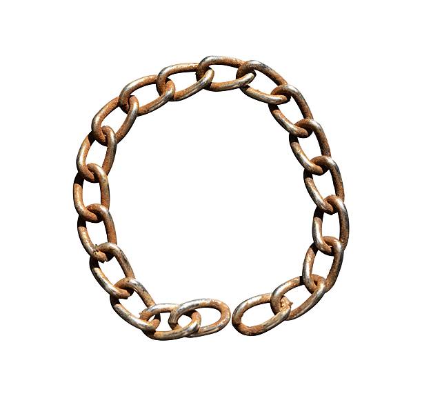 rusty round metal chain isolated
