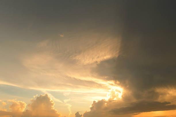 Beautiful sunset pink and gold clouds and sky in Anna Maria, Florida, United States