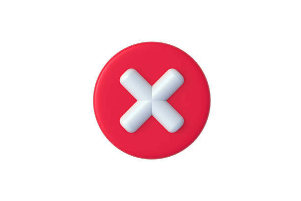 Cross sign isolated on white background. Refusal mark. Deviation symbol. Top view. 3d render