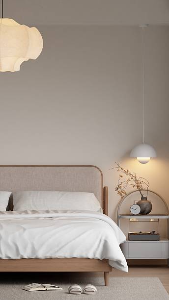istock Modern Minimalist Bedroom Interior Frame Poster Mockup – 3D Rendering 2226570465