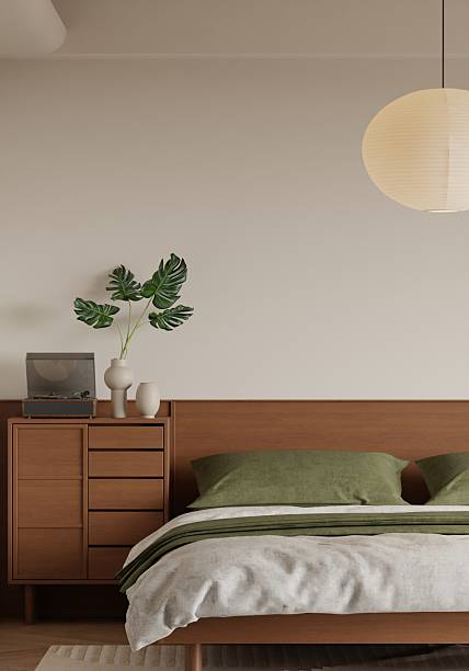 istock Modern Minimalist Bedroom Interior Frame Poster Mockup – 3D Rendering 2226570497