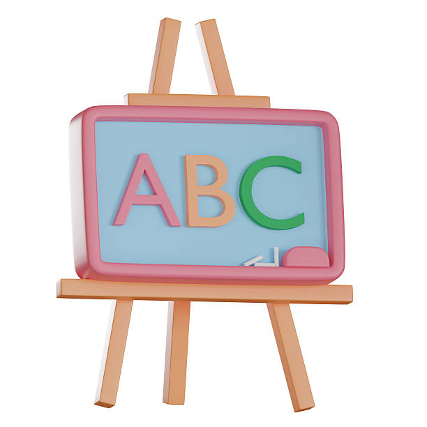 istock Education 3D icon illustration, Colorful ABC letters on an easel board. 2226573481
