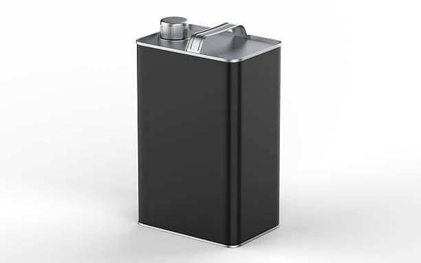 istock Black tin can with cap and handle for branding and mockup, 3d illustration. 2226578598