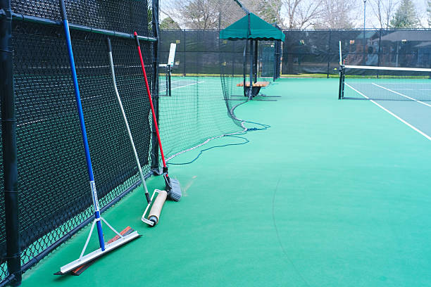 Tennis court maintenance equipment tools.