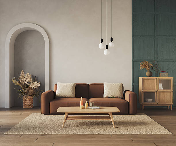 istock A contemporary living room interior design mock-up featuring vibrant decorative accents, 3D render 2226580721