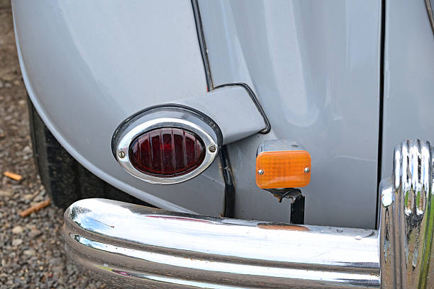 Rear brake light and indicator on an antique car