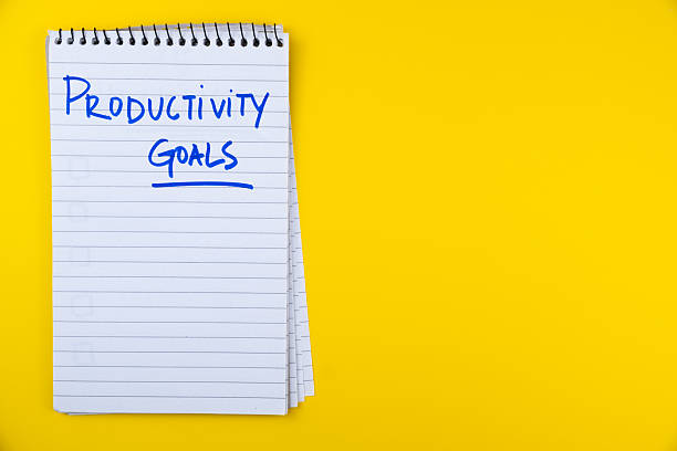 istock Notebook with handwritten productivity goals on yellow background for planning and motivation 2226594559
