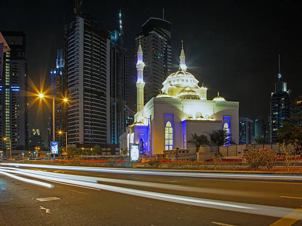 istock Night mosque in Dubai Marina 2226594651