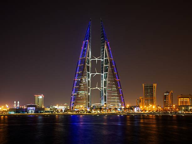 istock Skyline of Manama Bahrain with reflections at night 2226594733