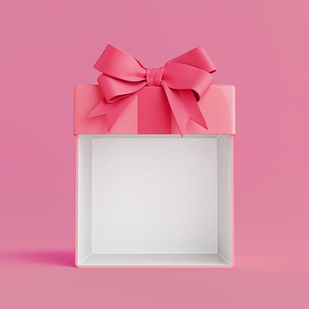 istock Surprise And Celebration Concept. Open Pink Gift Box With Decorative Bow. 3d Rendering 2226595960