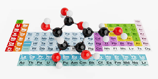 istock Science And Research Concept. Molecular Structure Model Placed Over Colorful Periodic Table. 3d Rendering 2226595987