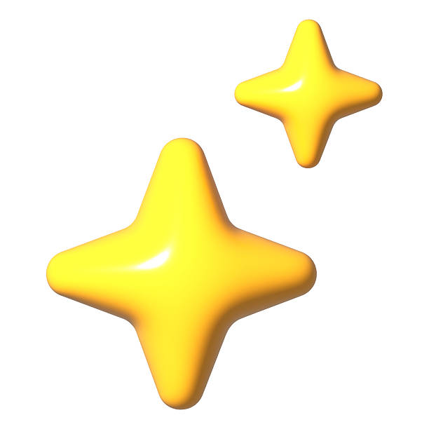 istock Glossy 3D Yellow Sparkle Stars Isolated on White Background 2226596804