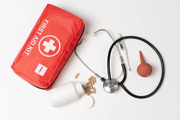 istock A first aid kit and a stethoscope isolated on white, a first aid kit, a stethoscope with medicines and a thermometer on a white background. 2226597565
