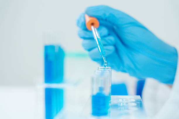 istock Scientist analyze biochemical samples in advanced scientific laboratory. Medical professional use dropper mix microbiological developmental of viral. Biotechnology research in  science lab. cosmetic 2226599083