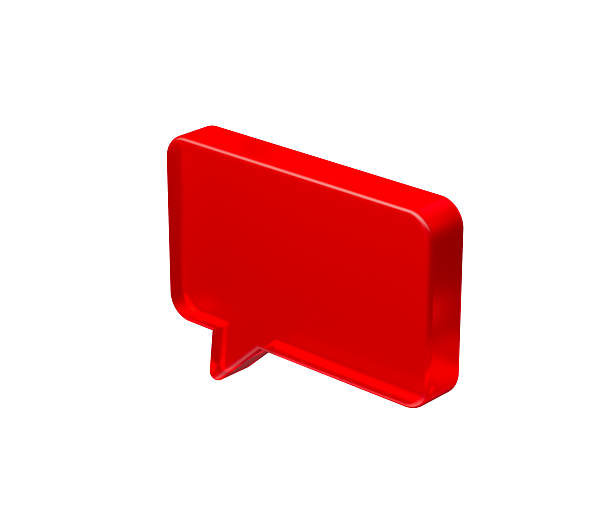 istock A glossy red speech bubble icon, ideal for messaging and communication apps. 3D Illustration 2226607064